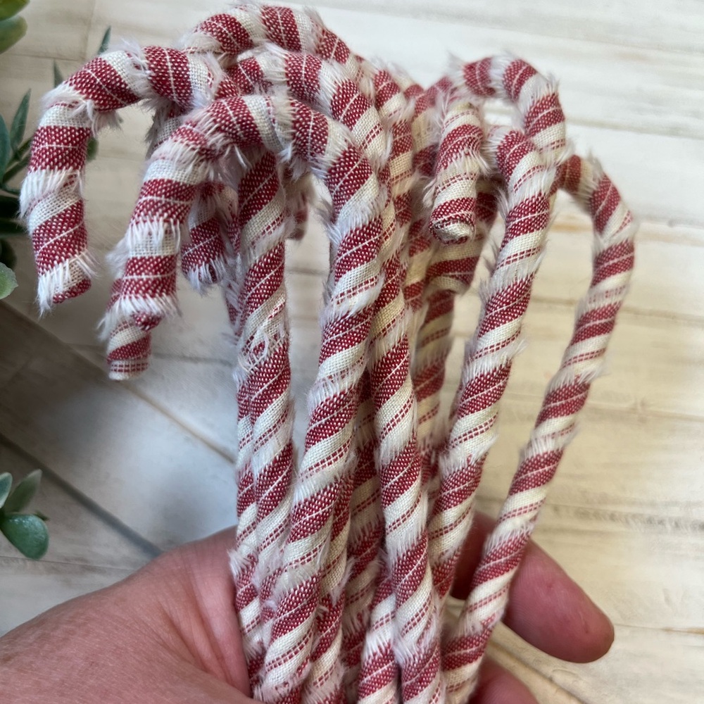 New 12 Primitive 6" Handmade Fabric Candy Canes Christmas Ornaments farmhouse - Picture 5 of 10